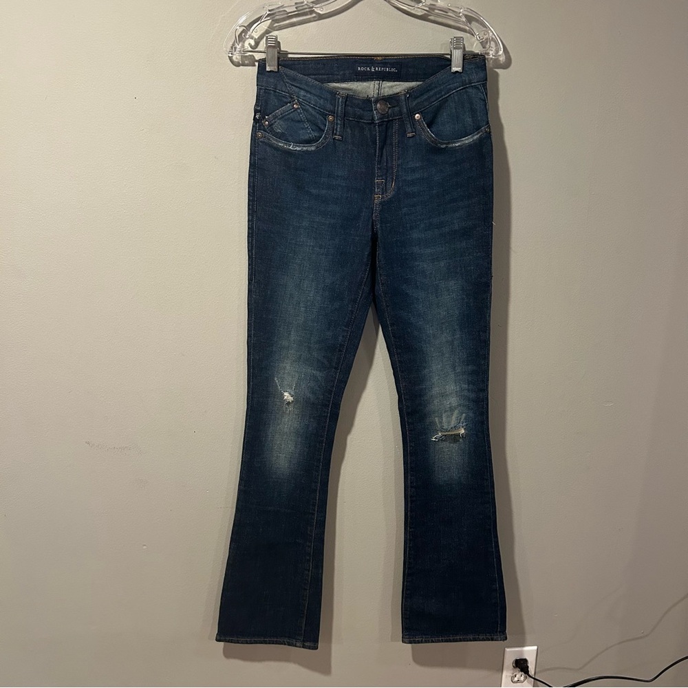 Rock & Republic Kasandra Boot Cut Distressed Jeans Size 2 M
